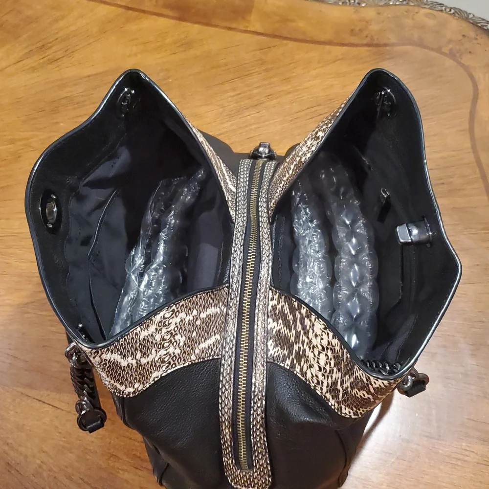 Coach Turnlock Edie Shoulder Bag With Snakeskin - Picture 10 of 15